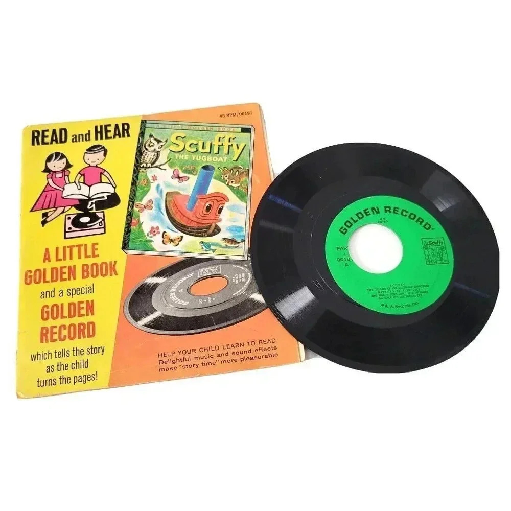 Read & Hear Scuffy The Tugboat Little Wonder Book & Record 45 RPM 1960's VTG